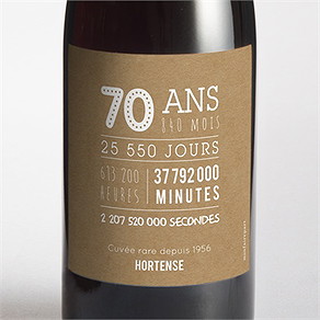 Etiquette de bouteille anniversaire de mariage 70 ans