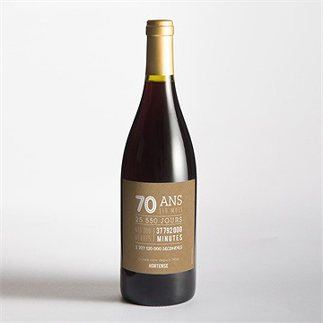 Etiquette de bouteille anniversaire de mariage 70 ans - Mise en situation