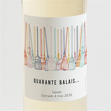 Étiquette de bouteille anniversaire 40 balais