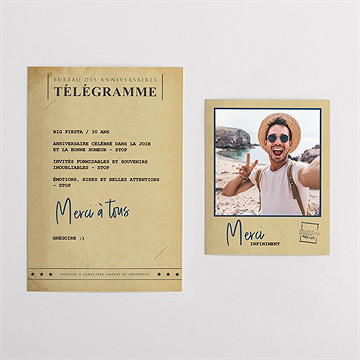 Remerciement anniversaire télégramme anniversaire - Vue d'ensemble