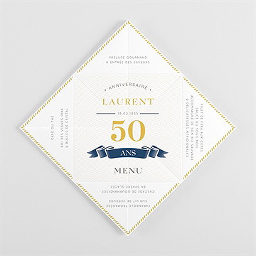 Menu anniversaire passeport - Vue intérieure pliée