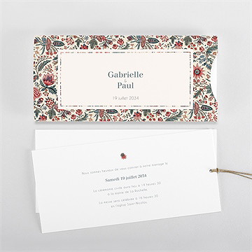Faire-part mariage tissu indien - Vue d'ensemble