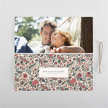 Faire-part mariage tissu indien - Cartes intérieures verso