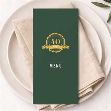 Menu anniversaire carte d’embarquement 40 ans