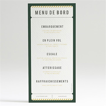 Menu anniversaire carte d’embarquement 40 ans - Intérieur du menu