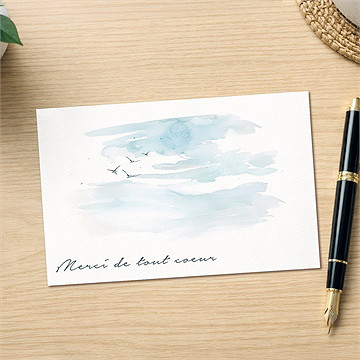 Remerciement décès ciel en aquarelle paysage