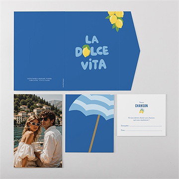 Faire-part mariage tendance dolce vita - Vue ensemble extérieur