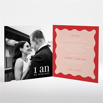 Invitation anniversaire de mariage noces de coton - Intérieur de l'invitation