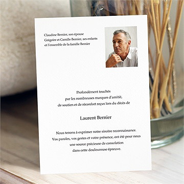 Remerciement décès sérénité portrait
