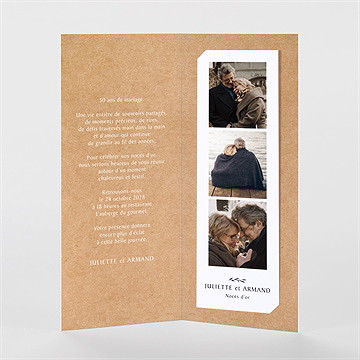 Invitation anniversaire de mariage photomaton - Intérieur du faire-part