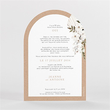 Invitation anniversaire de mariage noces d'orchidée - Dos du faire-part