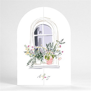 Faire-part mariage balcon fleuri
