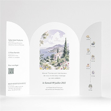Faire-part mariage balcon fleuri - Vue Interieur
