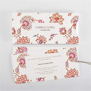 Faire-part mariage motif indien - Cartes intérieures recto