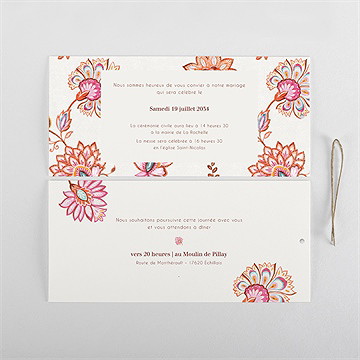 Faire-part mariage motif indien - Cartes intérieures recto