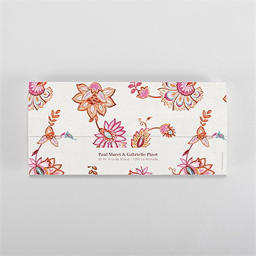 Faire-part mariage motif indien - Dos du faire-part