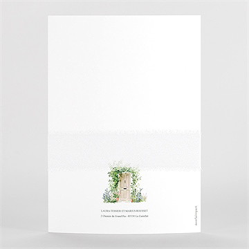 Faire-part mariage jardin aquarelle 2 volets - Vue de Dos