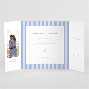 Faire-part mariage bord de mer 2 volets - Vue Interieur