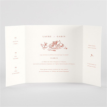 Faire-part mariage a l'italienne 2 volets - Vue Interieur