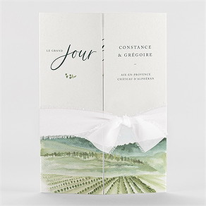 Faire-part mariage vigne 2 volets