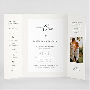 Faire-part mariage vigne 2 volets - Vue Interieur