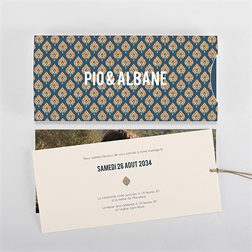 Faire-part mariage style batik - Cartes intérieures recto