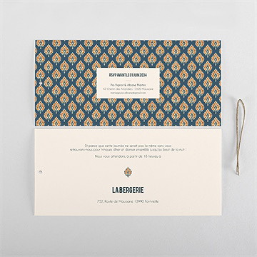 Faire-part mariage style batik - Cartes intérieures verso