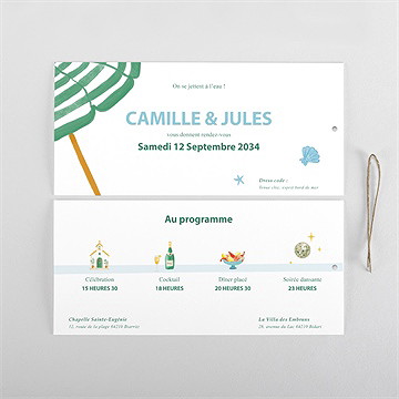 Faire-part mariage c’est l’amour à la plage - Cartes intérieures recto