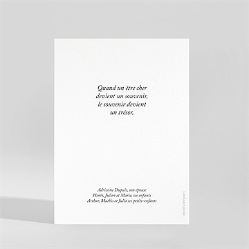 Remerciement décès encadré classique - Dos de la carte