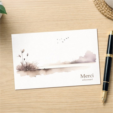 Remerciement décès Roseaux aquarelle paysage