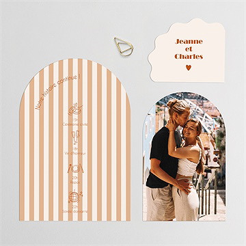 Faire-part mariage arche terracotta - Avant du faire-part