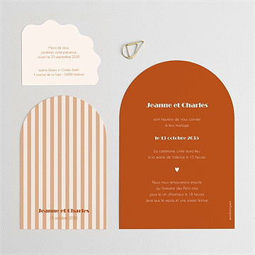 Faire-part mariage arche terracotta - Dos du faire-part
