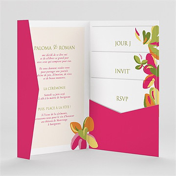 Faire-part mariage jardin pop - Intérieur du faire-part