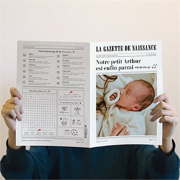 Faire-part naissance gazette - Mise en situation