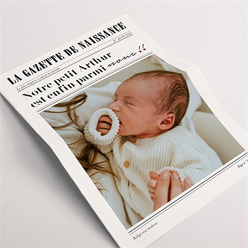 Faire-part naissance gazette - Devant du faire-part