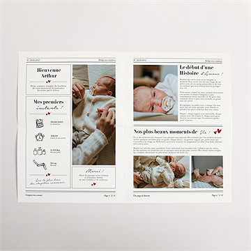 Faire-part naissance gazette - Intérieur du faire-part