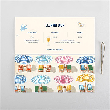 Faire-part mariage bain de soleil - Cartes intérieures verso