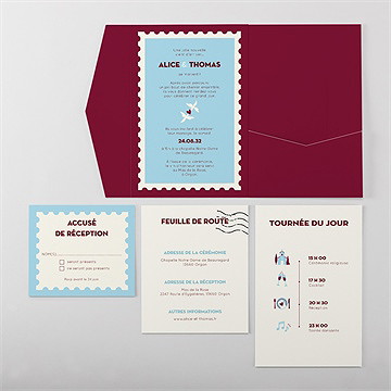 Faire-part mariage courrier d'amour - Vue d'ensemble intérieur