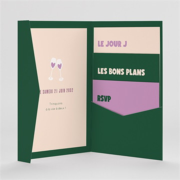 Faire-part mariage bonheur à deux - Intérieur du faire-part