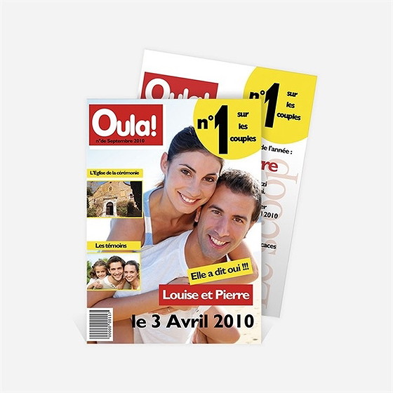 Faire-part mariage imitation magazine humour