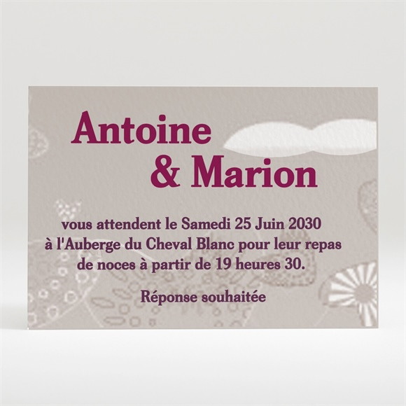 Carton d'invitation mariage Montgolfière de coeurs réf.N12043