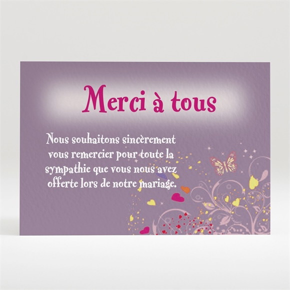 Remerciement mariage Violet et papillons réf.N12070