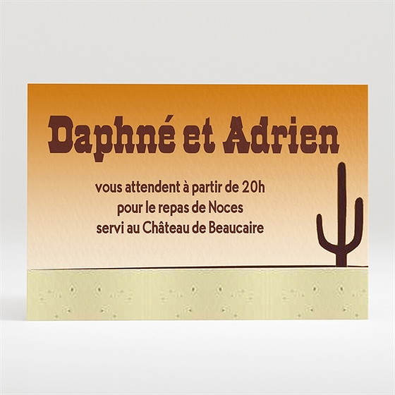 Carton d'invitation mariage far west original