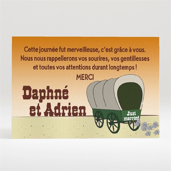 Remerciement mariage Far West original réf.N12076
