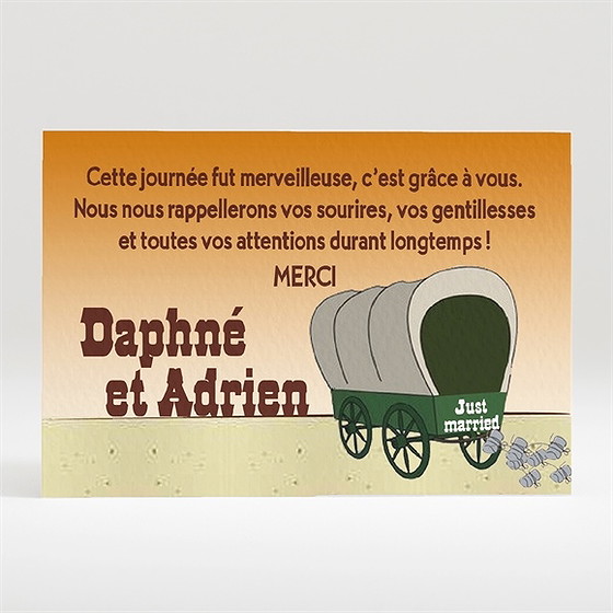 Remerciement mariage far west original