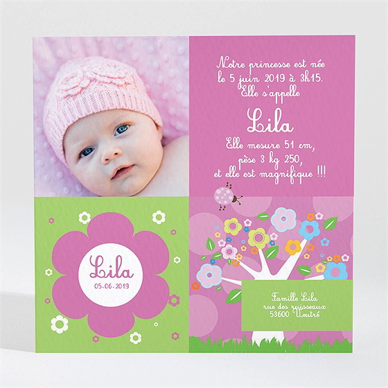 Faire-part naissance bouquet de fleurs