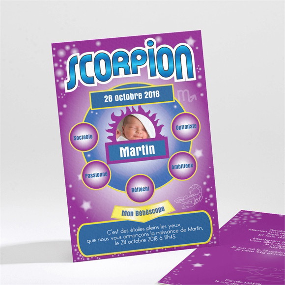 Faire-part naissance Scorpion réf.N21149