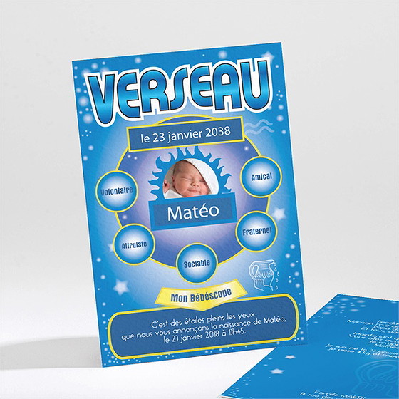 Faire-part naissance verseau