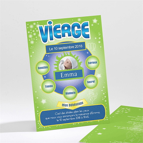 Faire-part naissance astro vierge