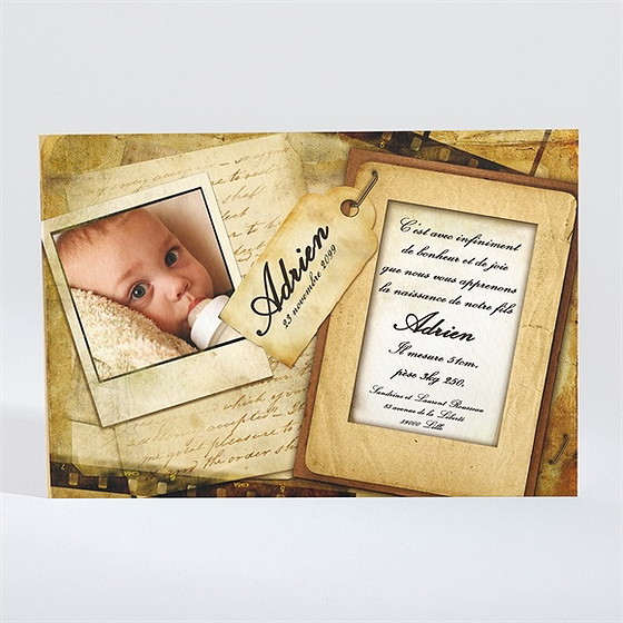 Faire-part naissance vieux parchemin vintage